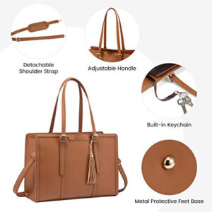 Sacoche pour ordinateur portable pour femme Sacoche pour ordinateur de grande capacité avec pochette ou sac en cuir pour le travail et le bureau