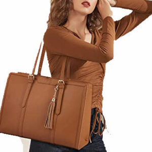 Sacoche pour ordinateur portable pour femme Sacoche pour ordinateur de grande capacité avec pochette ou sac en cuir pour le travail et le bureau