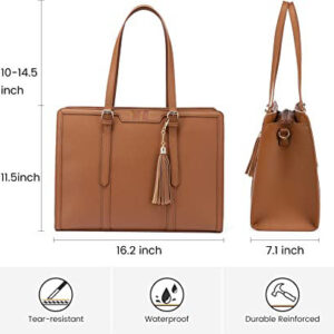 Sacoche pour ordinateur portable pour femme Sacoche pour ordinateur de grande capacité avec pochette ou sac en cuir pour le travail et le bureau